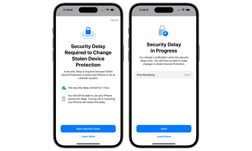 Stolen Device Protection Security Delay