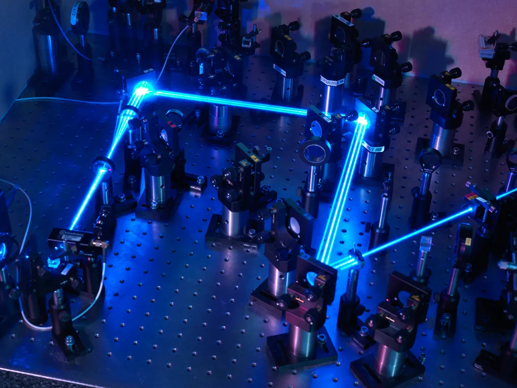 a laser shooting through lenses