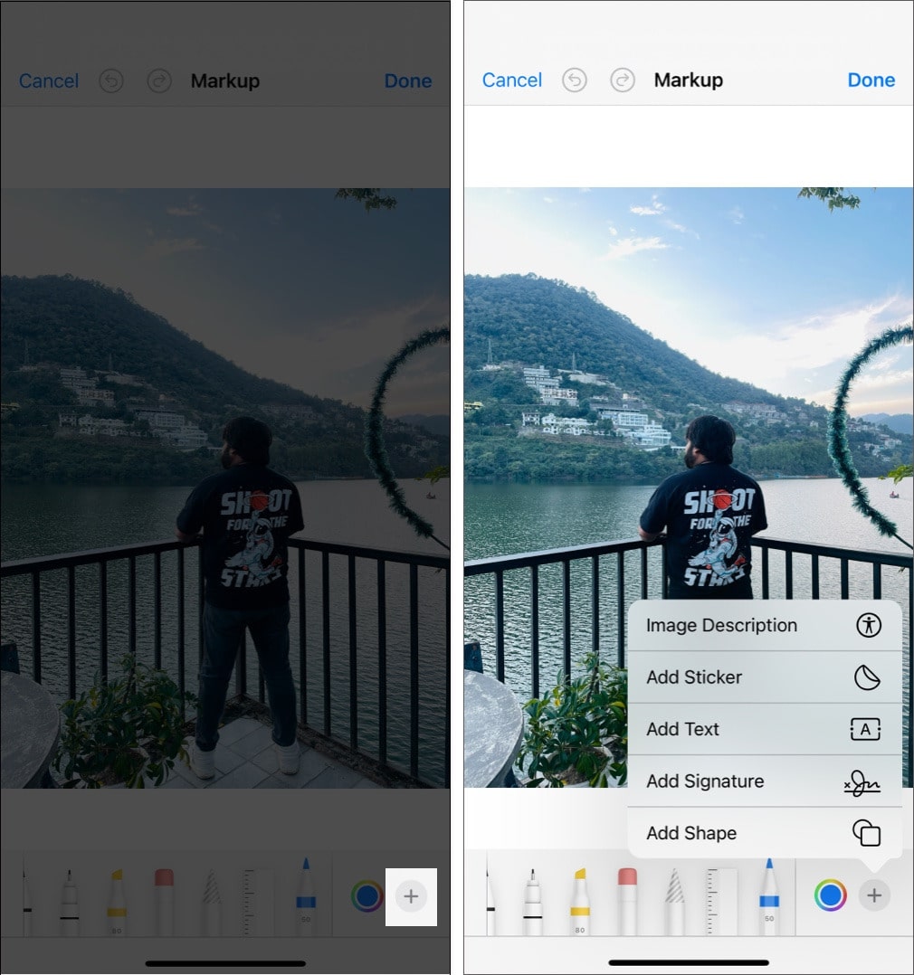 Adding image description to a photo in Photos app.