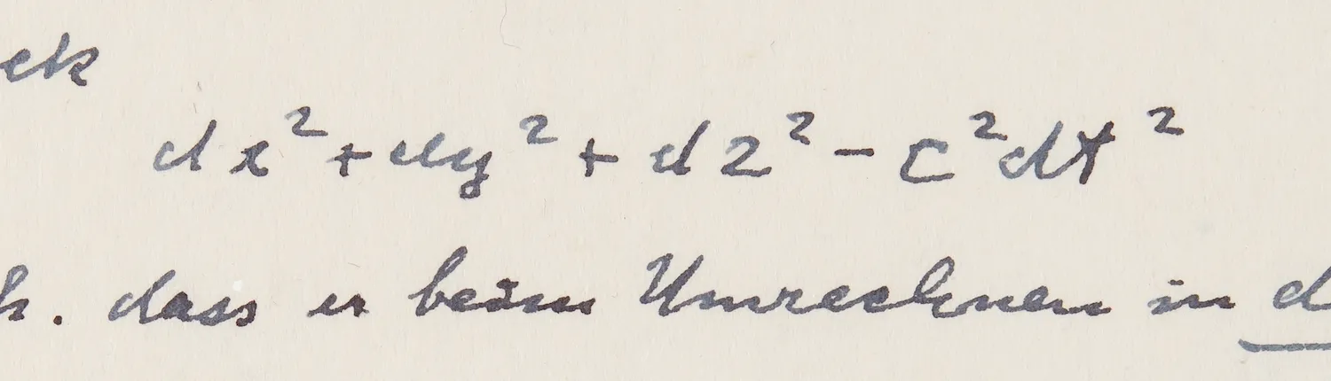 Handwritten equation penned by Einstein