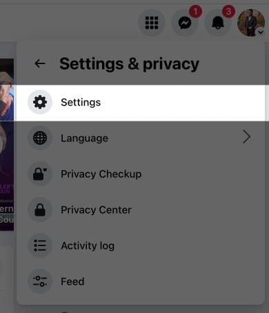 Select Settings from menu on browser