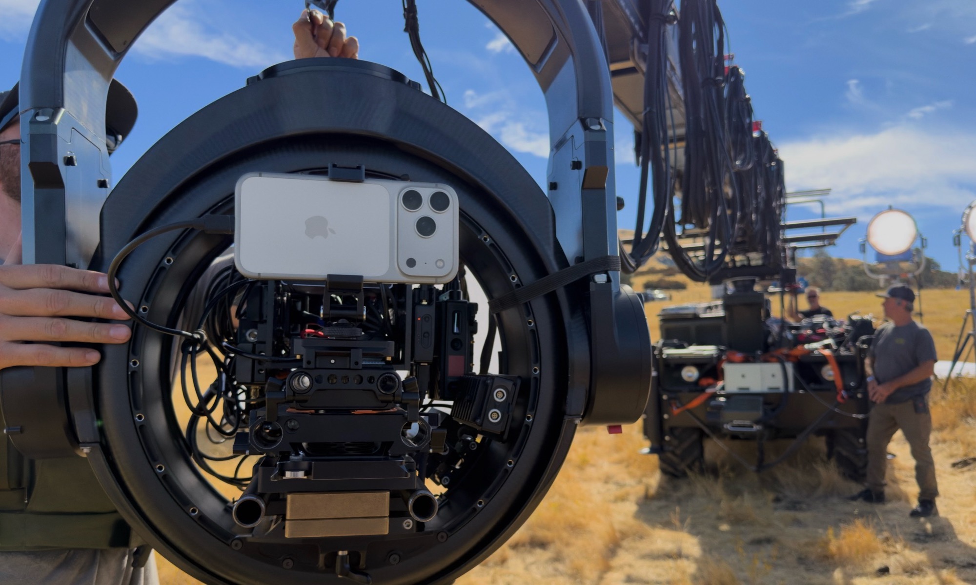 iPhone 17 Pro being used on a film set