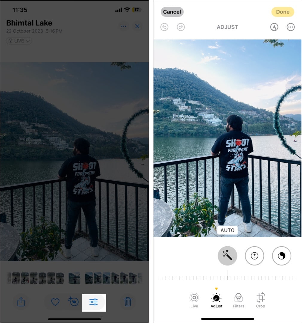 New edit button icon in the Photos app on iPhone.