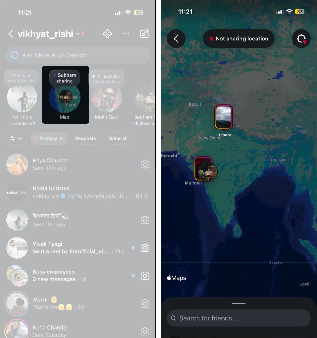 Open Instagram DM to find new map tile in the notes