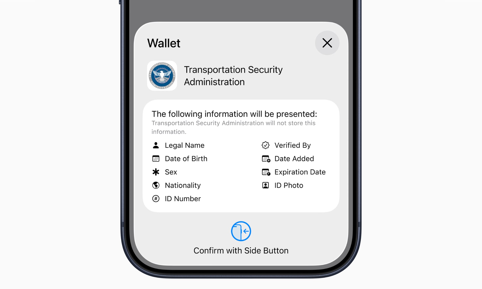 Present Apple Digital ID to TSA
