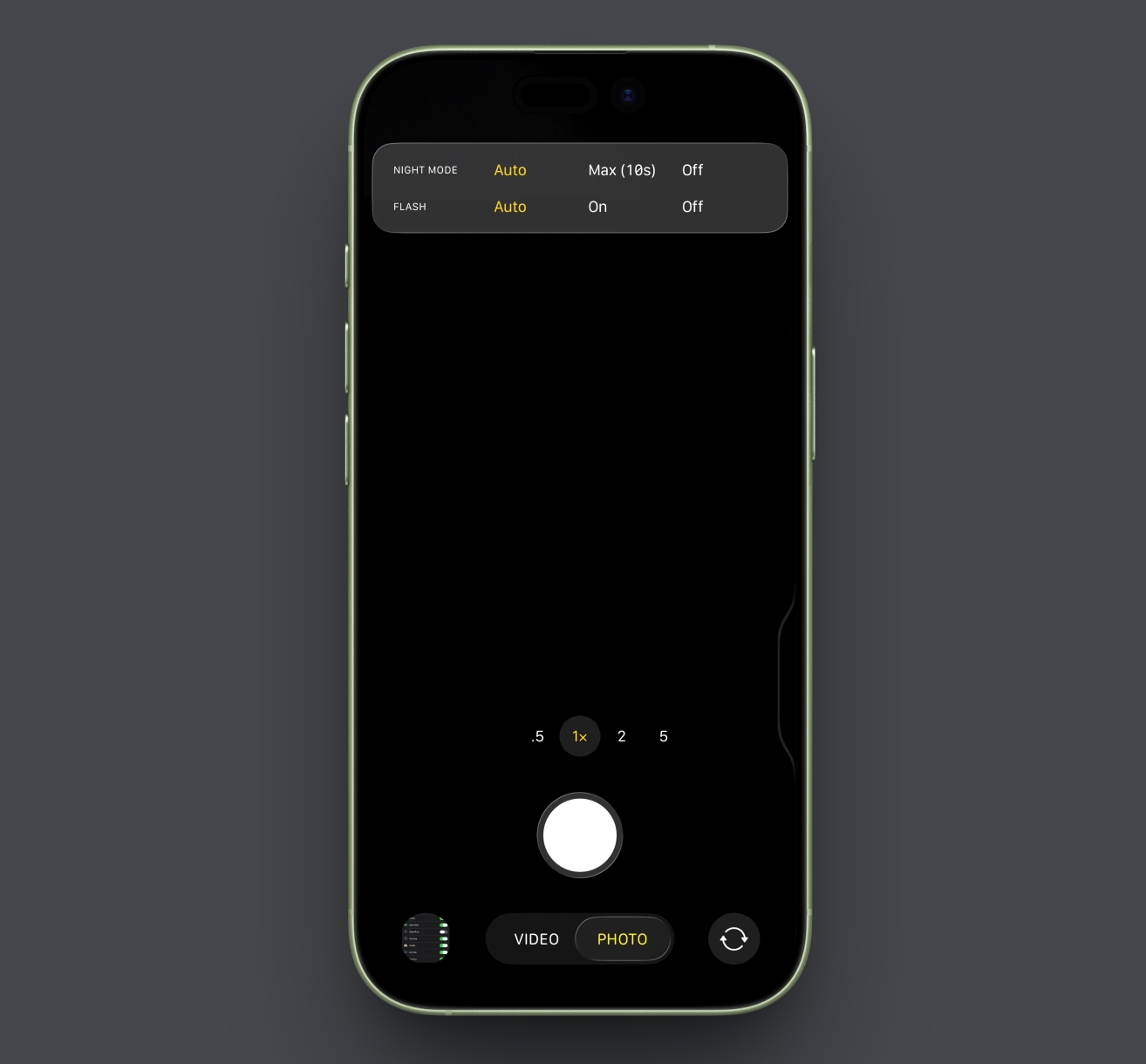 Use Night Mode to adjust exposure time for capturing auroras based on light intensity