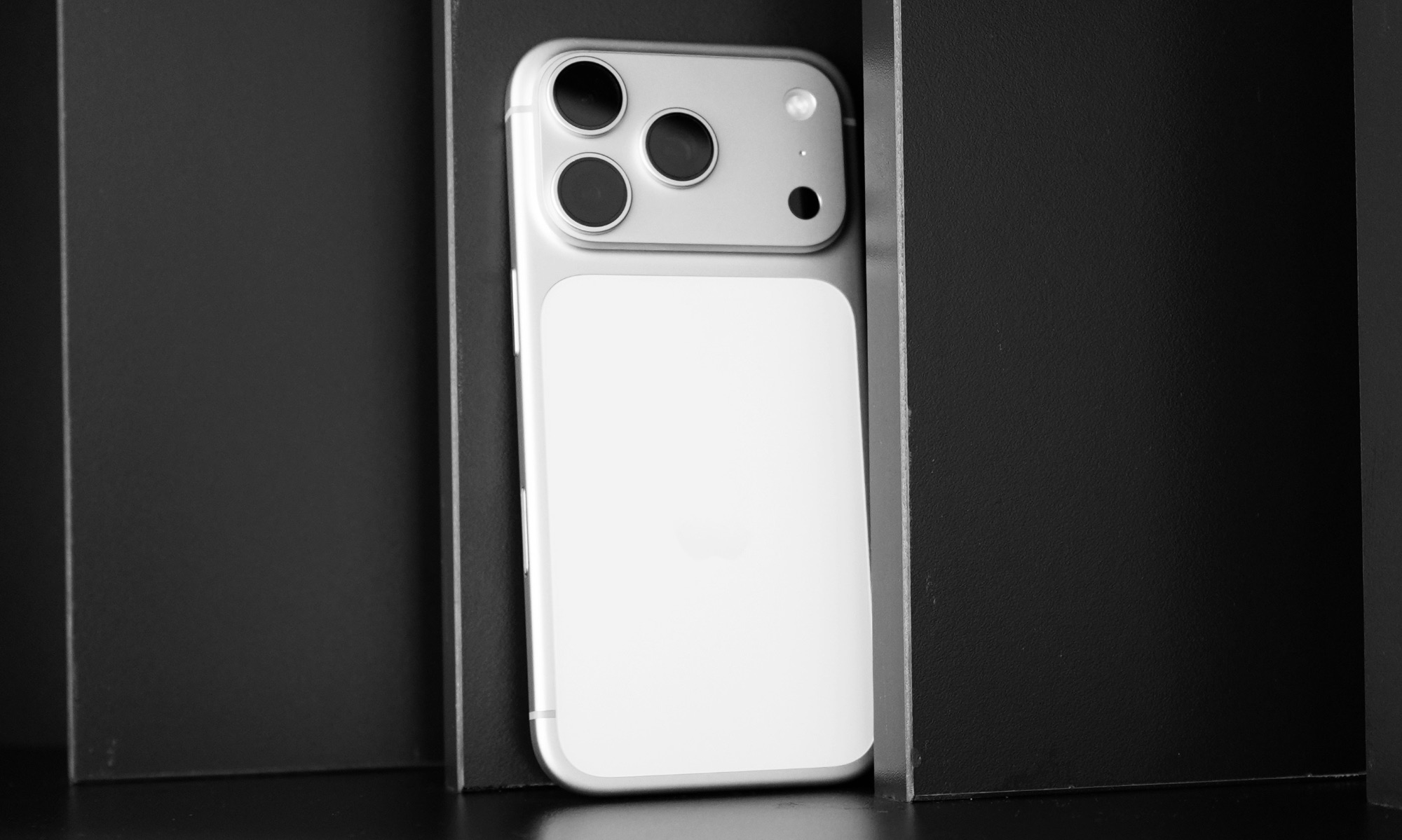 iPhone 17 Pro silver propped up