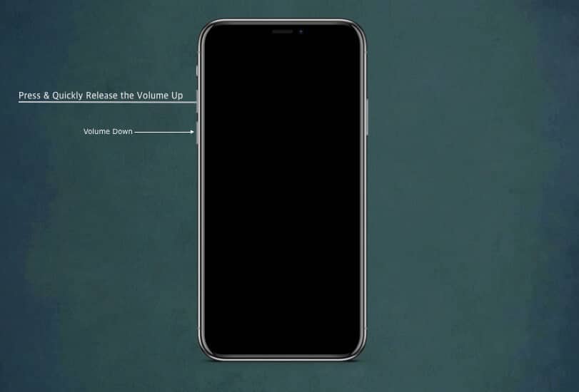 Press and quickly release volume buttons on iphone