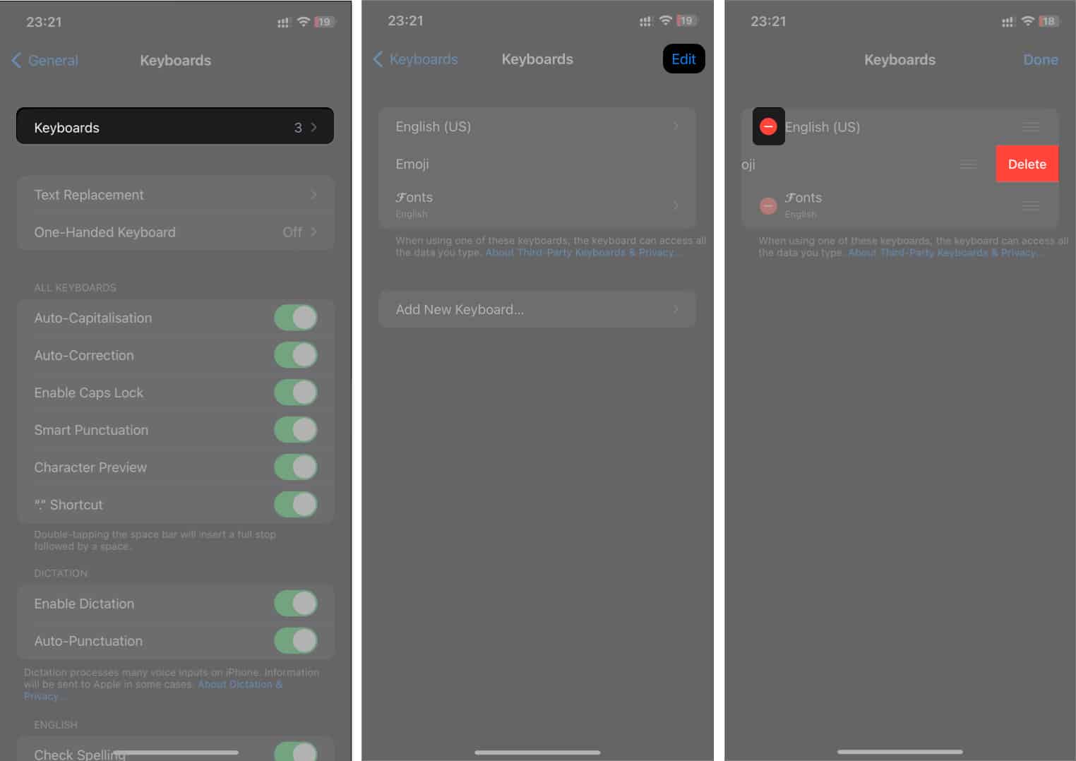 Remove third party keyboards from your iphone