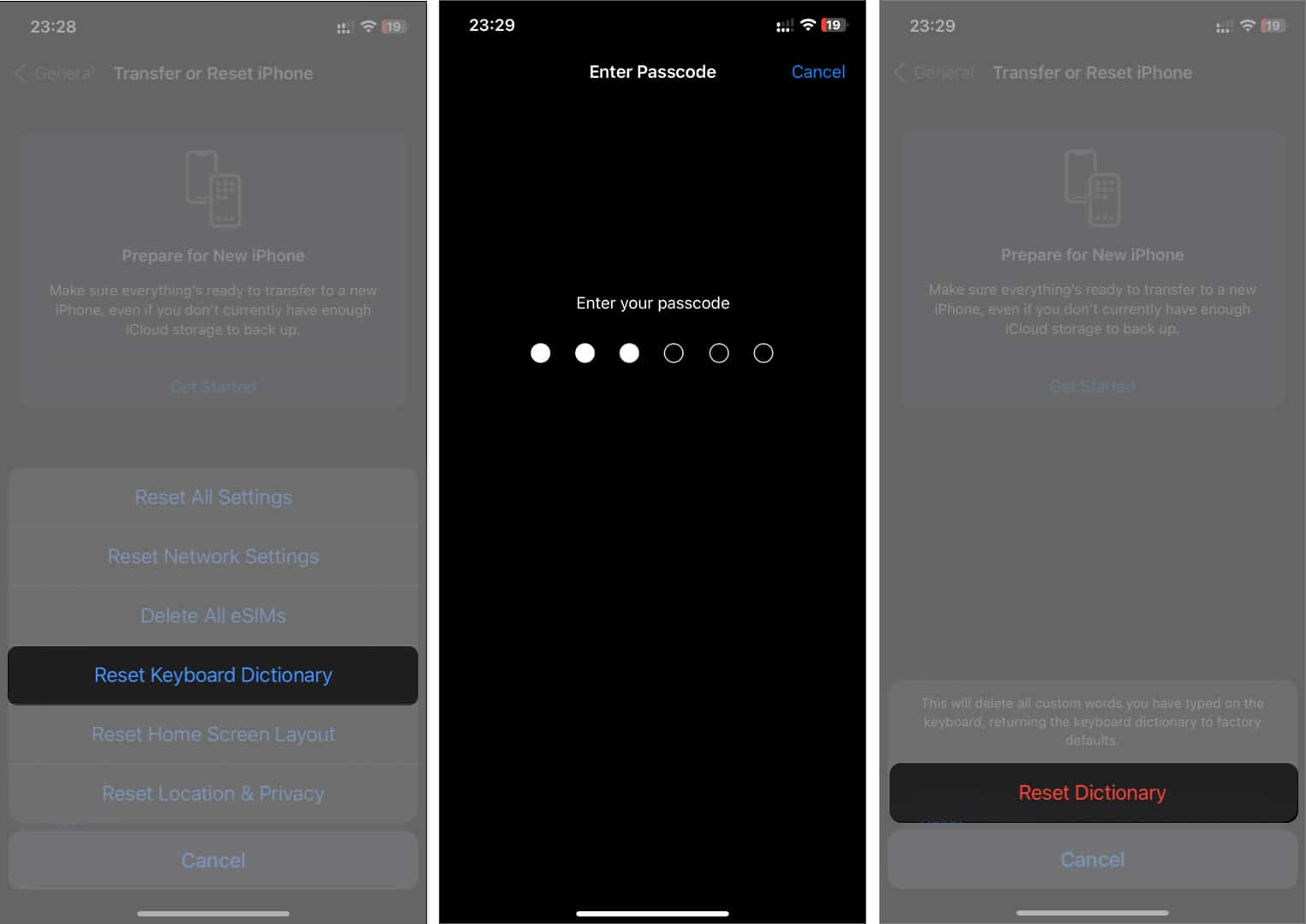 Reset keyboard dictionary on your iphone