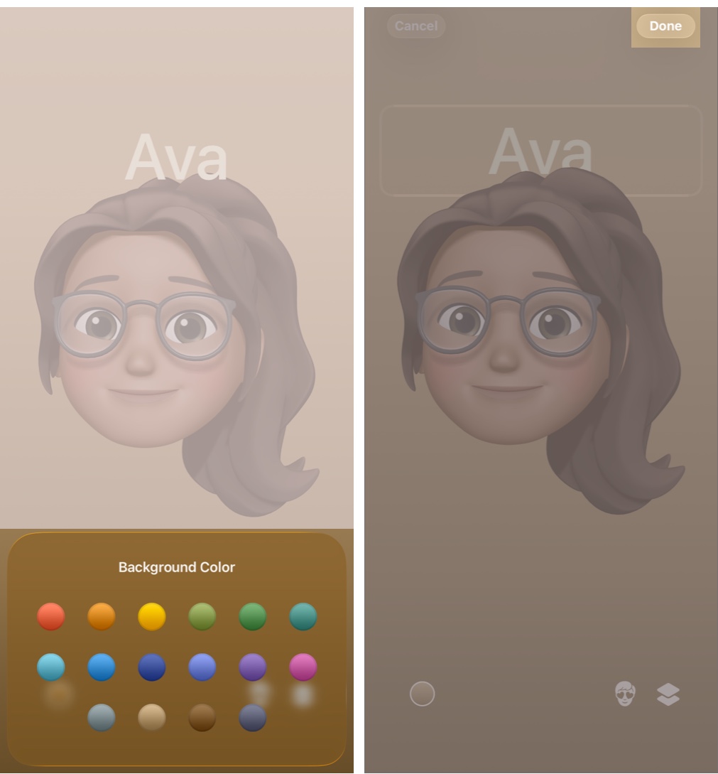 Select Color Icon and Set a Background Color and Tap Done