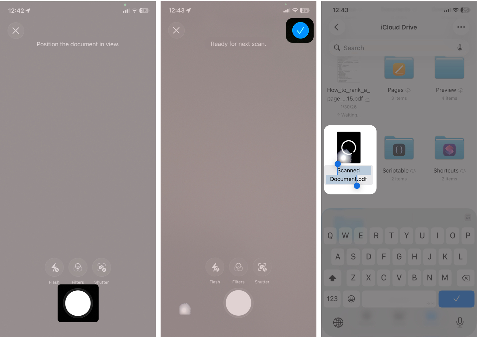Naming and Saving a Document Scan in Files.