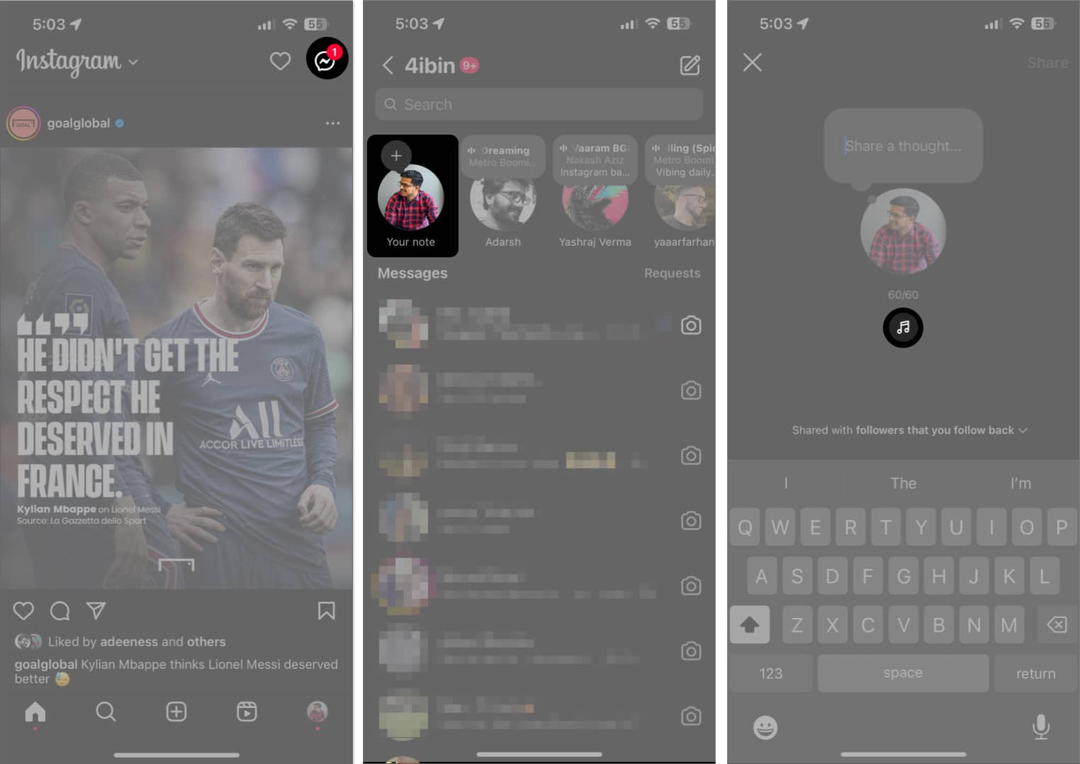 Tap the dm icon you note music icon on instagram Tap the DM icon, You Note, Music icon on Instagram