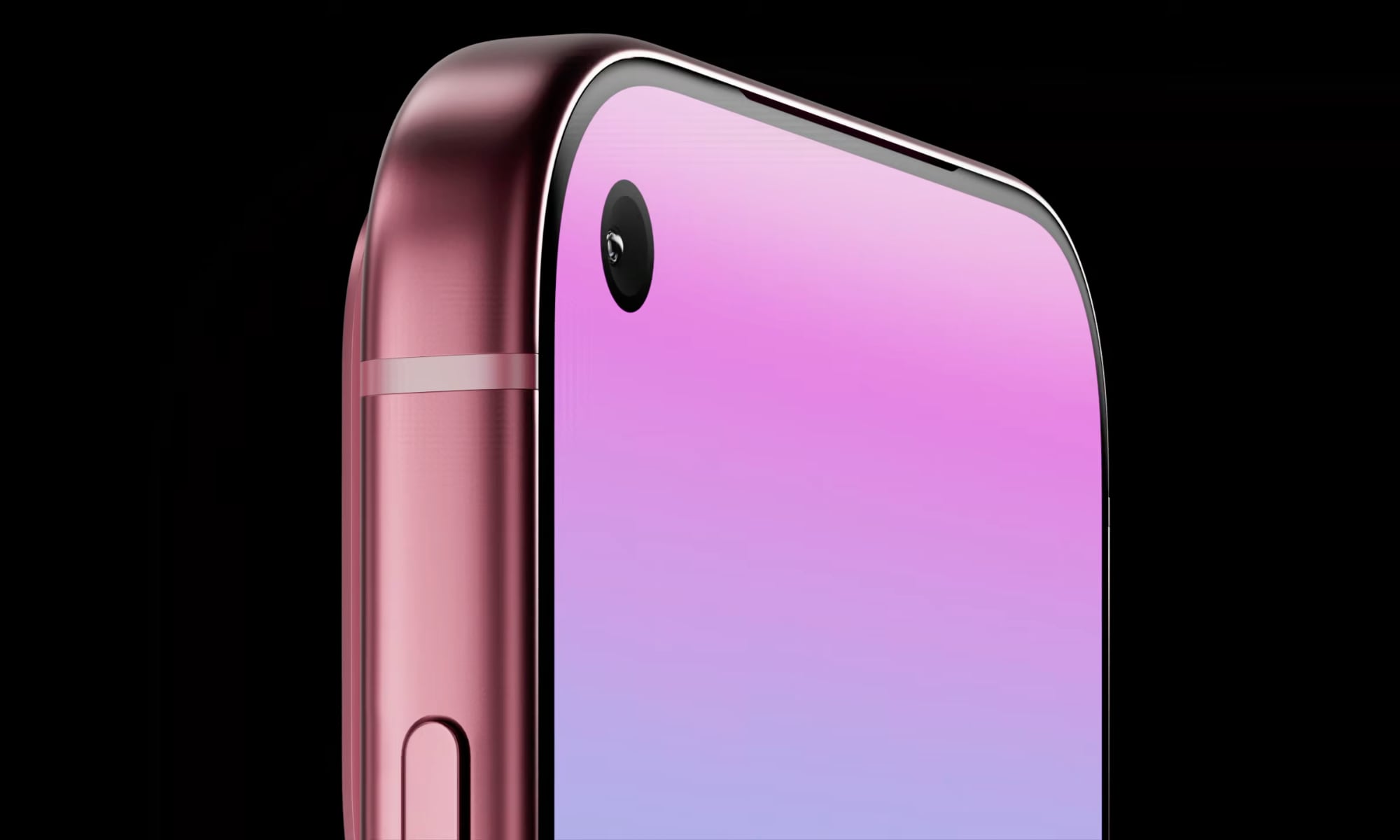 A concept render of the iPhone 18 Pro featuring a top-left hole-punch front camera.